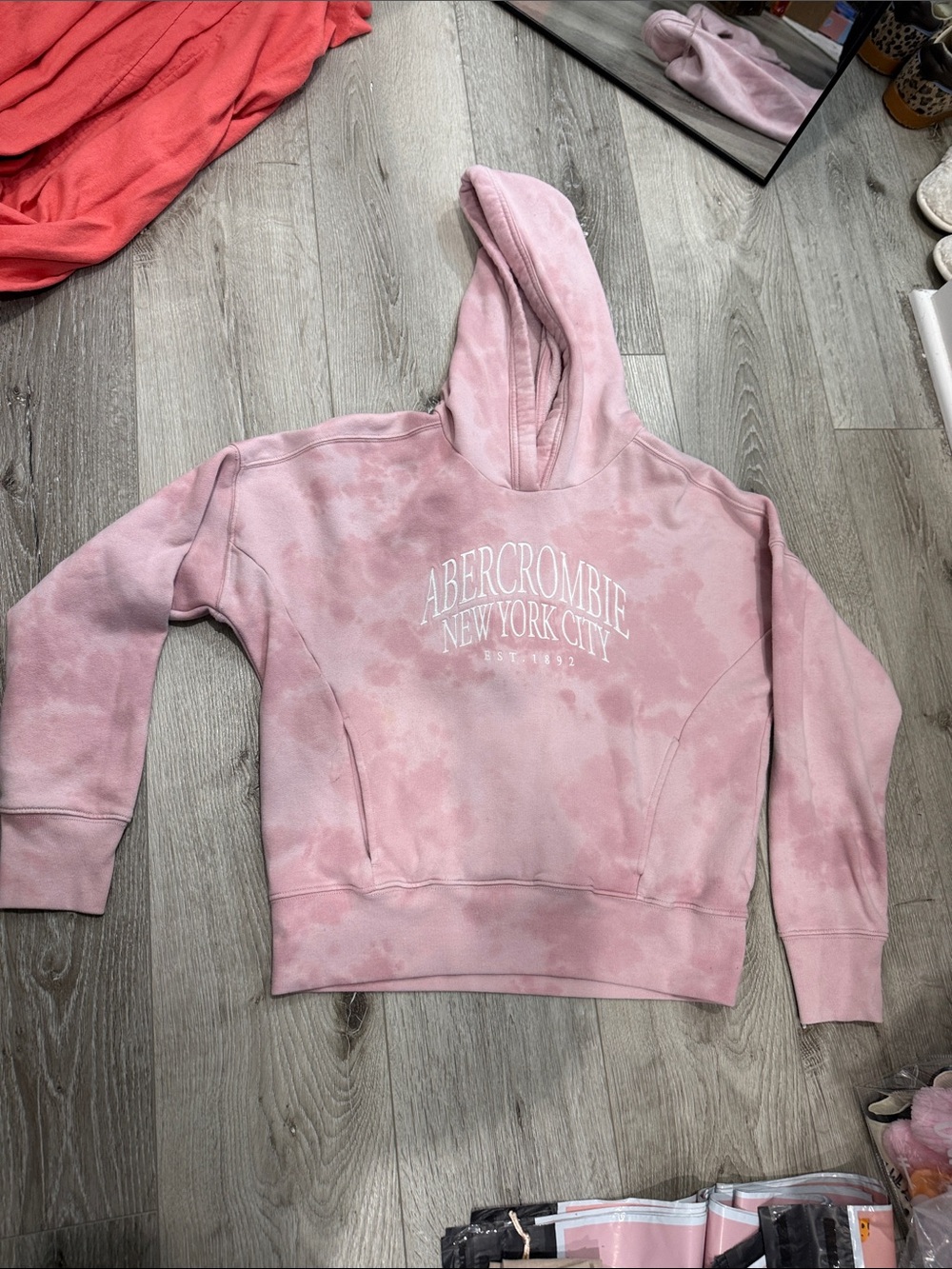 Abercrombie Kids Pink Tie-Dye Hooded Sweatshirt Size 13/14